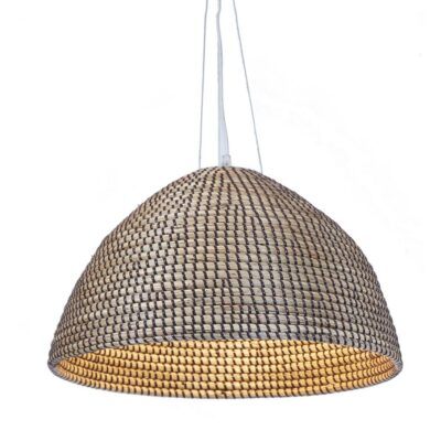 Thoresby Hamptons Woven Rattan Dome Pendant Light Brown