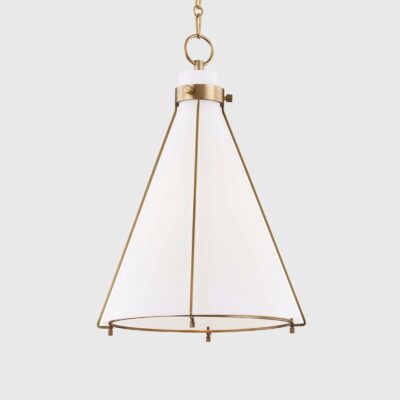 Thornbury Contemporary Cone Pendant Light Aged Brass and Opal