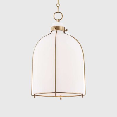 Thornbury Dome Pendant Light Aged Brass and Opal Glass