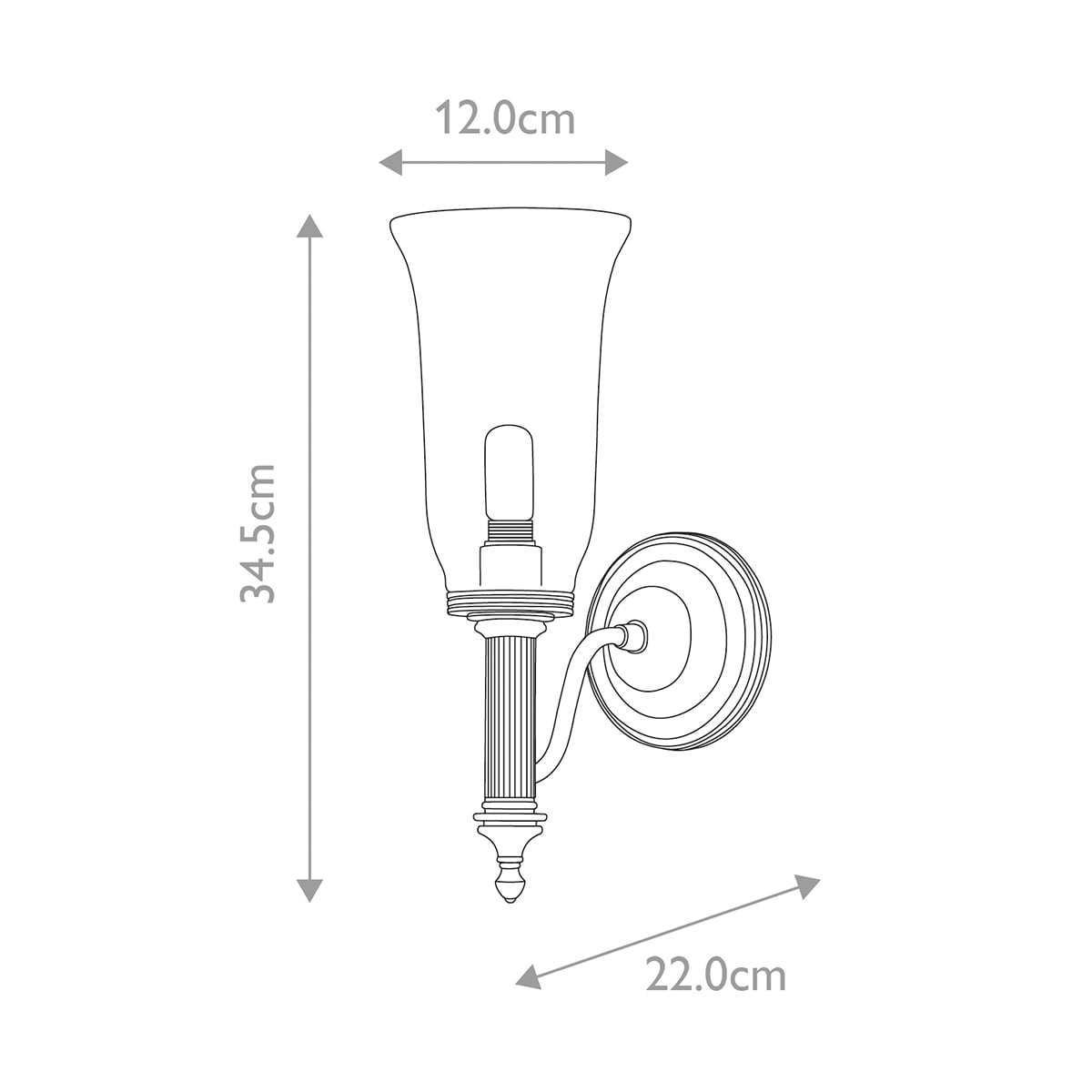 Thorncastle Bell Glass Wall Light Polished Chrome Thorncastle Bell Glass Wall Light Polished Chrome