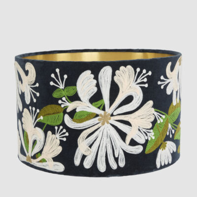 Thornwick French Provincial Honeysuckle Velvet Drum Lamp Shade Navy Multi