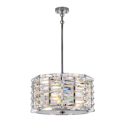 Tidewater Bay Crystal Drum Pendant Polished Nickel