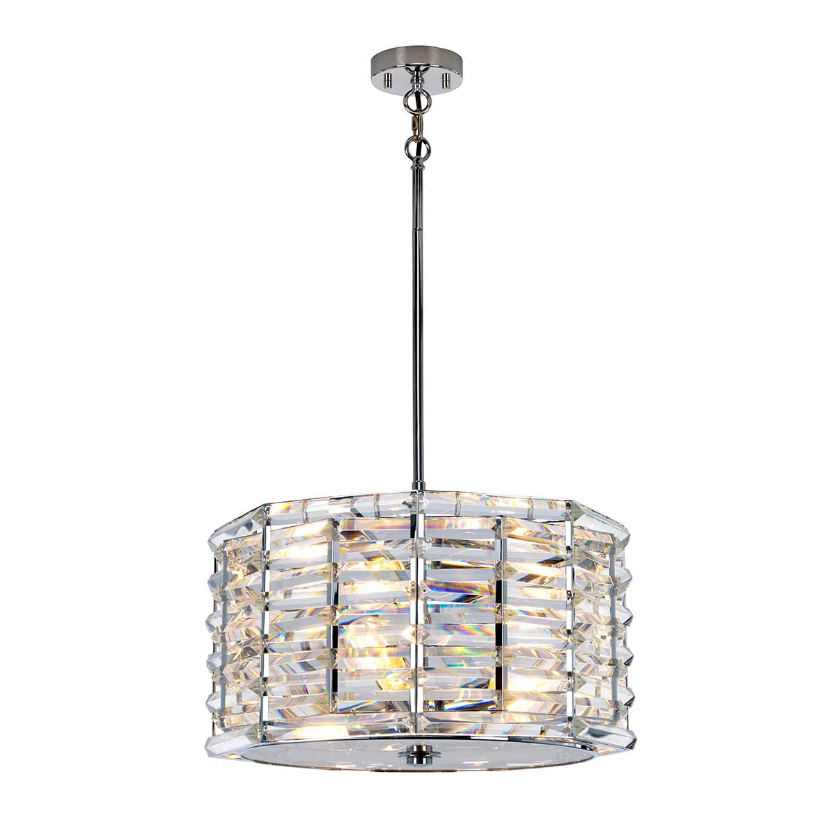 Tidewater Bay Crystal Drum Pendant Polished Nickel