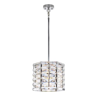 Tidewater Bay Faceted Crystal Pendant in Polished Nickel