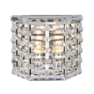 Tidewater Bay Half Moon Crystal Wall Light Polished Nickel