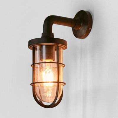 Tidworth Industrial Caged Outdoor Wall Light Black