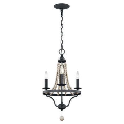 Timberglen French Provincial Chandelier Dark Weathered Zinc with Driftwood Grey Beads
