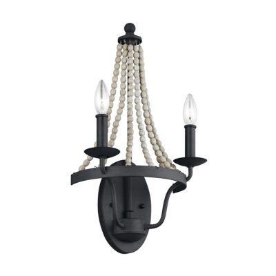 Timberglen French Provincial Wall Light in Dark Weathered Zinc with Driftwood Grey Beads
