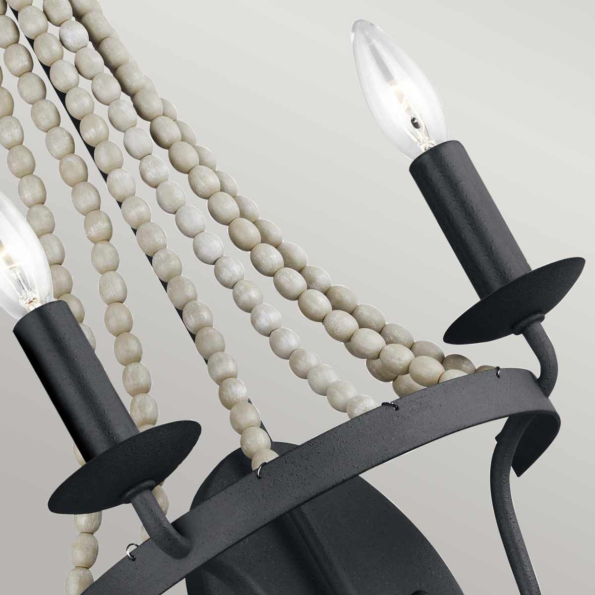Timberglen French Provincial Wall Light in Dark Weathered Zinc with Driftwood Grey Beads Timberglen French Provincial Wall Light in Dark Weathered Zinc with Driftwood Grey Beads — detail view