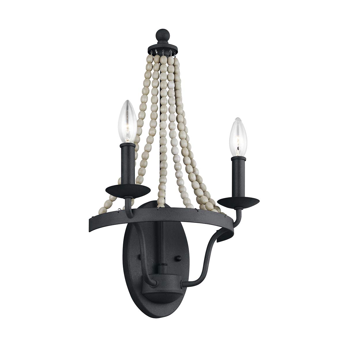 Timberglen French Provincial Wall Light in Dark Weathered Zinc with Driftwood Grey Beads