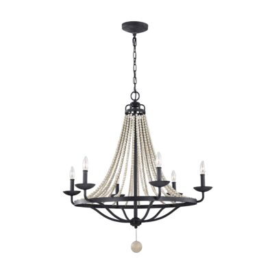 Timberglen French Provincial Wood Bead Chandelier Dark Weathered Zinc