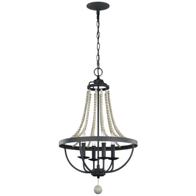 Timberglen Hamptons Empire Chandelier Dark Weathered Zinc with Driftwood Grey Beads