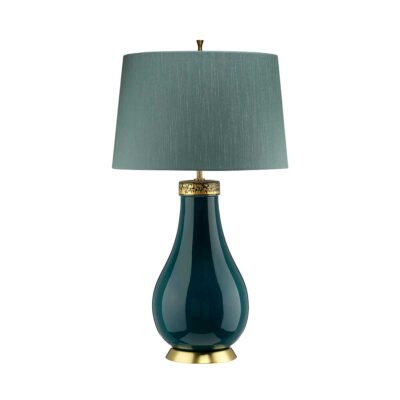 Tourmaline Bay Hamptons Table Lamp Azure-Turquoise & Aged Brass