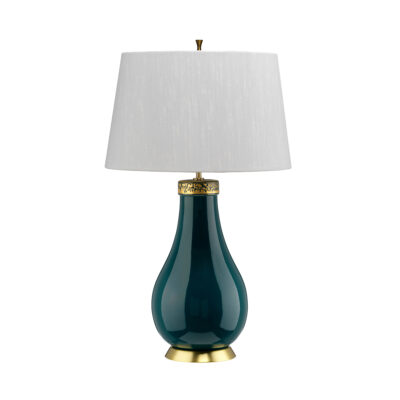Tourmaline Bay Hamptons Table Lamp Turquoise Ceramic With Aged Brass