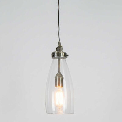 Tyndale Tulip Glass Ceiling Pendant Antique Silver