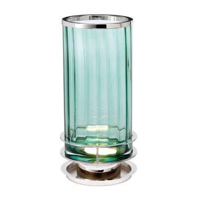 Valcourt Fluted Glass Table Lamp Green Polished Nickel