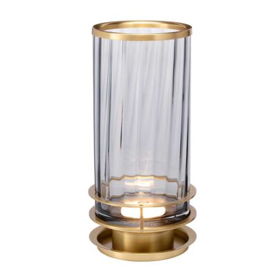 Valcourt Fluted Glass Table Lamp Smoke Aged Brass