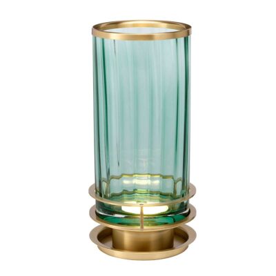 Valcourt Green Fluted Glass Table Lamp Aged Brass