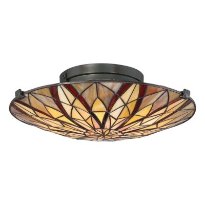Valiant Grove Flush Tiffany Style Ceiling Semi-Flush Bronze