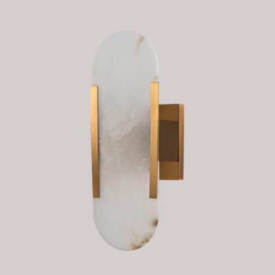 Vanderwood French Provincial Oval Alabaster Wall Light Brass