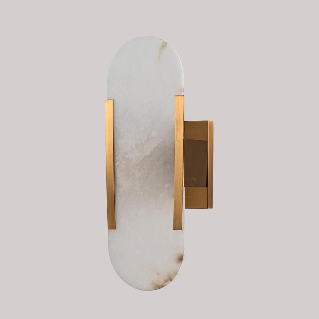 Vanderwood French Provincial Oval Alabaster Wall Light Brass