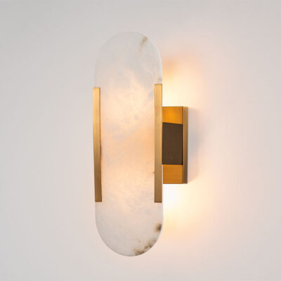 Vanderwood French Provincial Oval Alabaster Wall Light Brass