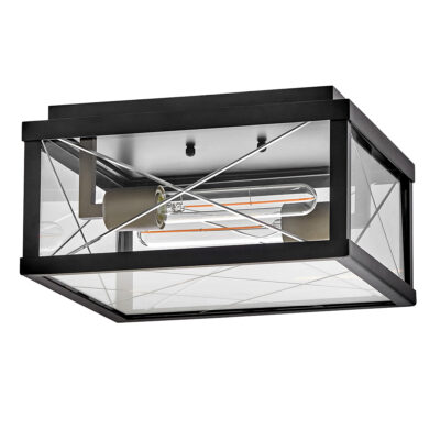 Vantessa Hamptons Square Outdoor Ceiling Flush Black