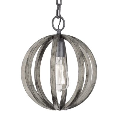 Vaucresson French Provincial Wood Orb Pendant Weathered Oak