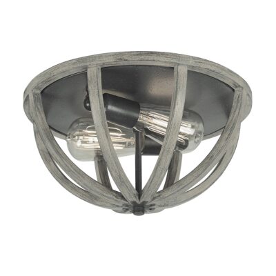 Vaucresson Hamptons Ceiling Flush Weathered Oak And Antique Forged Iron