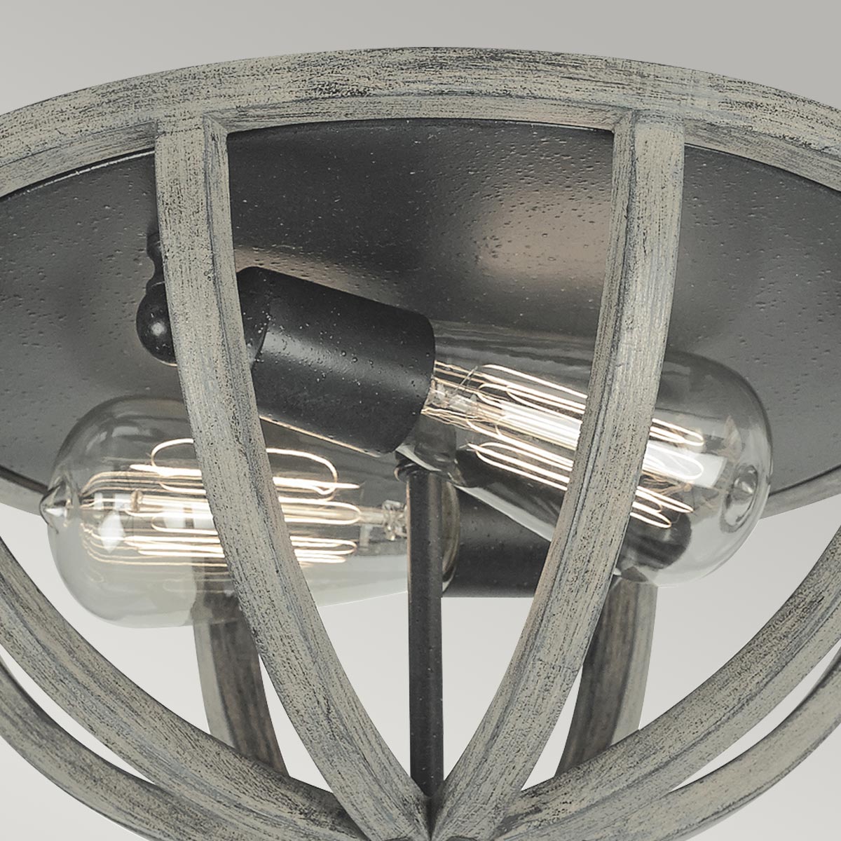 Vaucresson Hamptons Ceiling Flush Weathered Oak And Antique Forged Iron Vaucresson Hamptons Ceiling Flush Weathered Oak And Antique Forged Iron — detail view