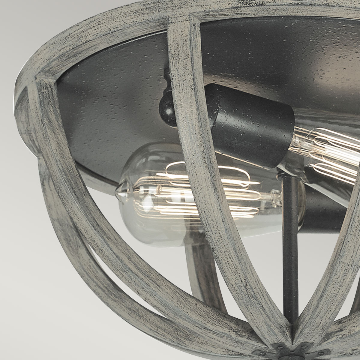 Vaucresson Hamptons Ceiling Flush Weathered Oak And Antique Forged Iron Vaucresson Hamptons Ceiling Flush Weathered Oak And Antique Forged Iron — detail view