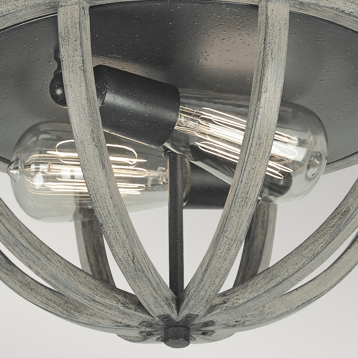 Vaucresson Hamptons Ceiling Flush Weathered Oak And Antique Forged Iron Vaucresson Hamptons Ceiling Flush Weathered Oak And Antique Forged Iron — detail view
