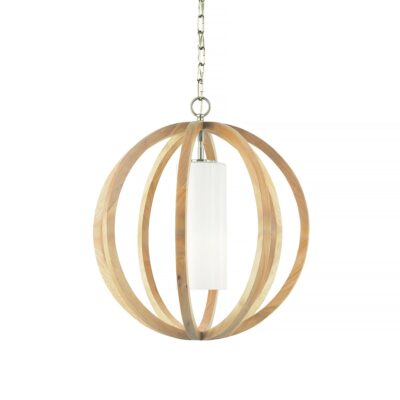 Vaucresson Hamptons Wooden Orb Pendant Light Light Oak