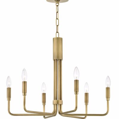 Verona Downs Contemporary 6 Light Chandelier Aged Brass