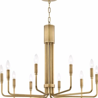 Verona Downs Industrial Chandelier 10 Light Aged Brass