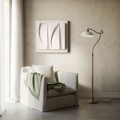 Verona Lace Art Nouveau Floor Lamp Antique Brass And White Ceramic