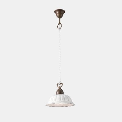 Verona Lace French Provincial Small Pendant Light Antique Brass And White Ceramic