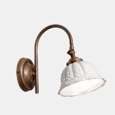Verona Lace French Provincial Wall Light Antique Brass and White Ceramic