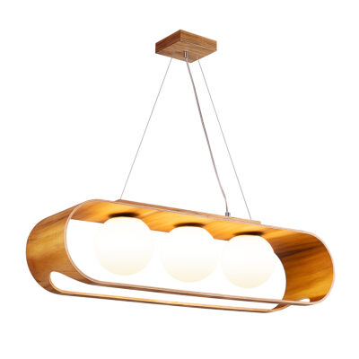 Verona Teak Contemporary Linear Chandelier