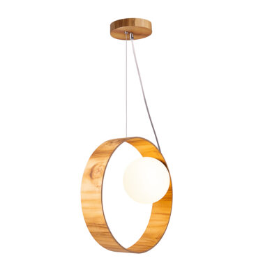 Verona Teak Contemporary Ring Pendant Light