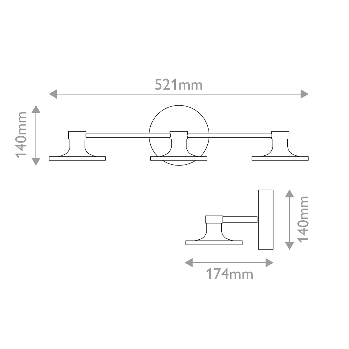 Verrell Brushed Gold Triple Head Wall Light Verrell Brushed Gold Triple Head Wall Light