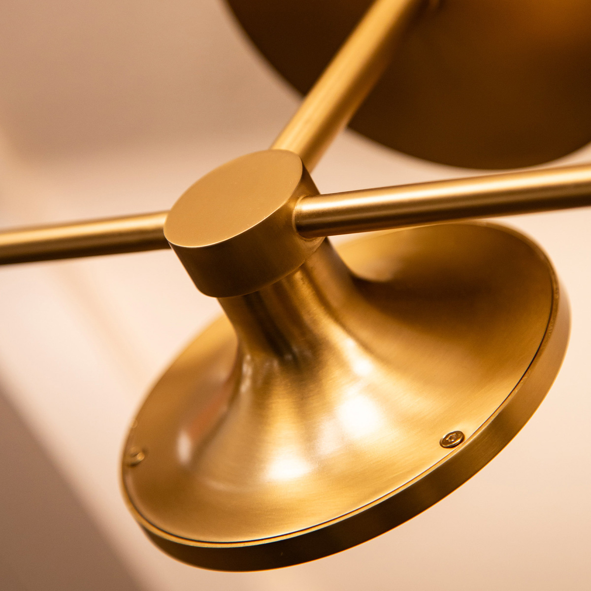 Verrell Brushed Gold Triple Head Wall Light Verrell Brushed Gold Triple Head Wall Light — detail view
