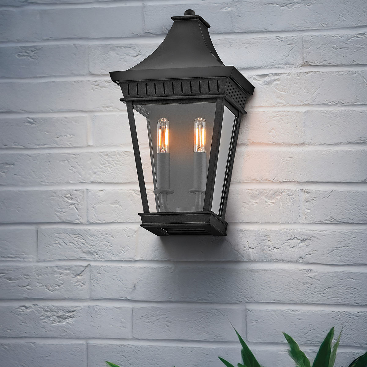 Vestry Rise Traditional Half Wall Lantern Museum Black Vestry Rise Traditional Half Wall Lantern Museum Black — in situ view