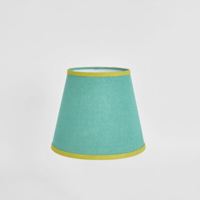 Victoria Hamptons Tapered Linen Lamp Shade Turquoise With Chartreuse Trim