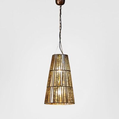 Waltersfield Hamptons Conical Ceiling Pendant Brass Caged Mercury Glass