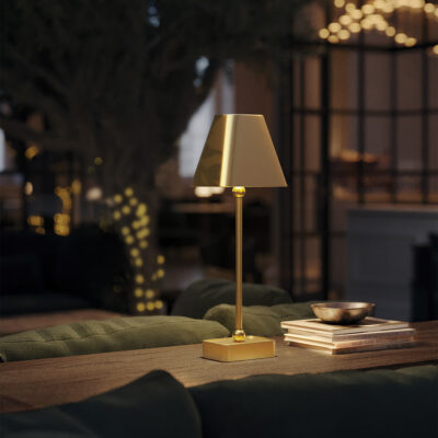 Wanderleigh Contemporary Cordless Table Lamp Polished Brass — in situ view