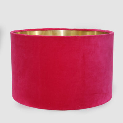 Waveridge Hamptons Drum Lamp Shade Fuchsia Velvet Gold Lining