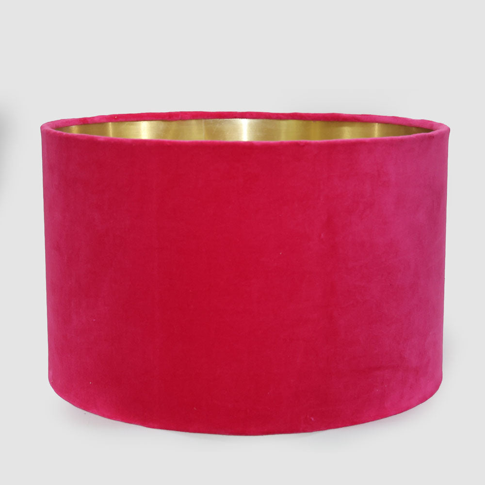 Waveridge Hamptons Drum Lamp Shade Fuchsia Velvet Gold Lining