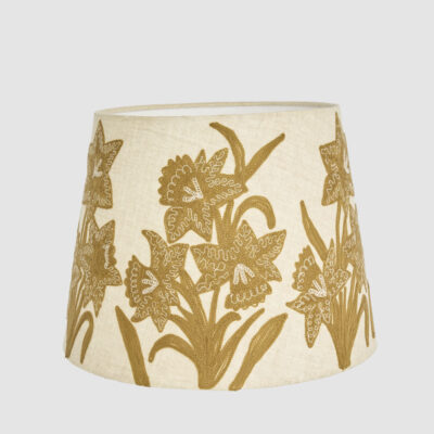 Waverleigh French Provincial Daffodil Embroidered Linen Tapered Lamp Shade