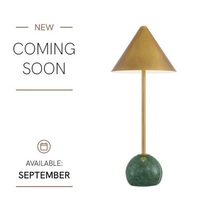 Wayfarer's Rest Hamptons Cordless Table Lamp Antique Brass & Green Marble